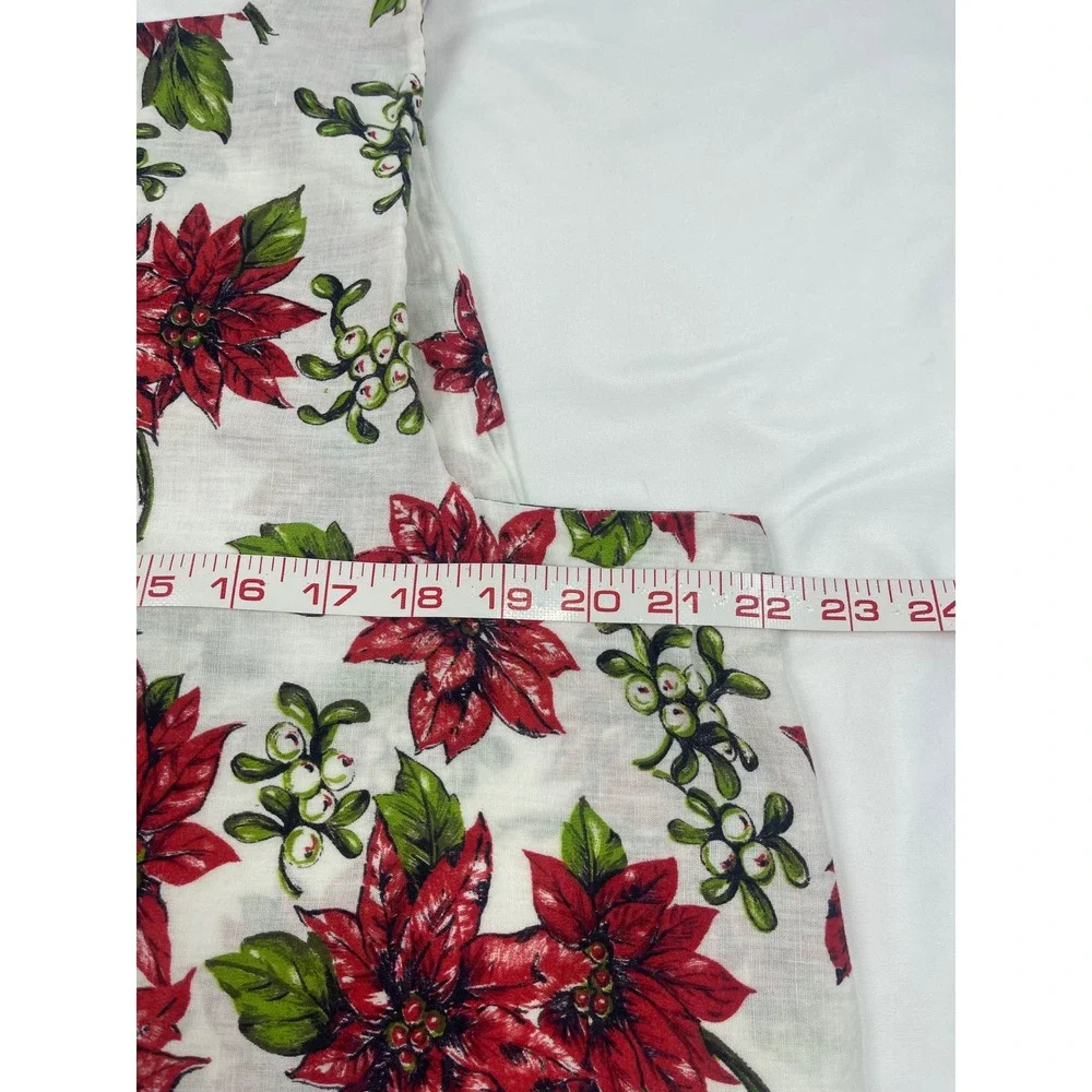 Vintage Handmade Poinsettia Heart Pocket Pinafore Apron White Red
